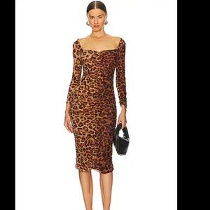 MARISE DRESS L'AGENCE Fawn Leopard NWT Size 4 MIDI